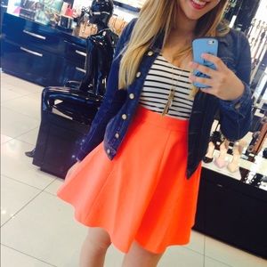 GUESS? Black/White/Orange Stripe A-Line Dress